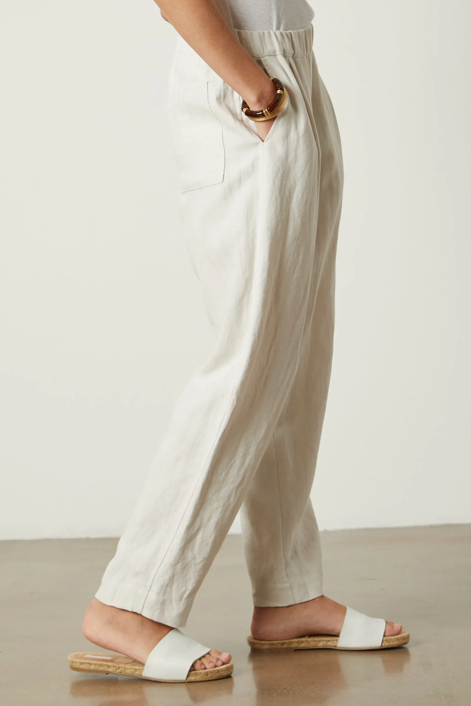 JESSIE HEAVY LINEN TROUSERS IN BISQUE