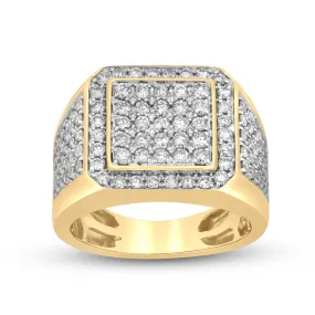 10K Yellow Gold Men's Ring with 2.00 CTTW White Round Diamonds - Jewelili