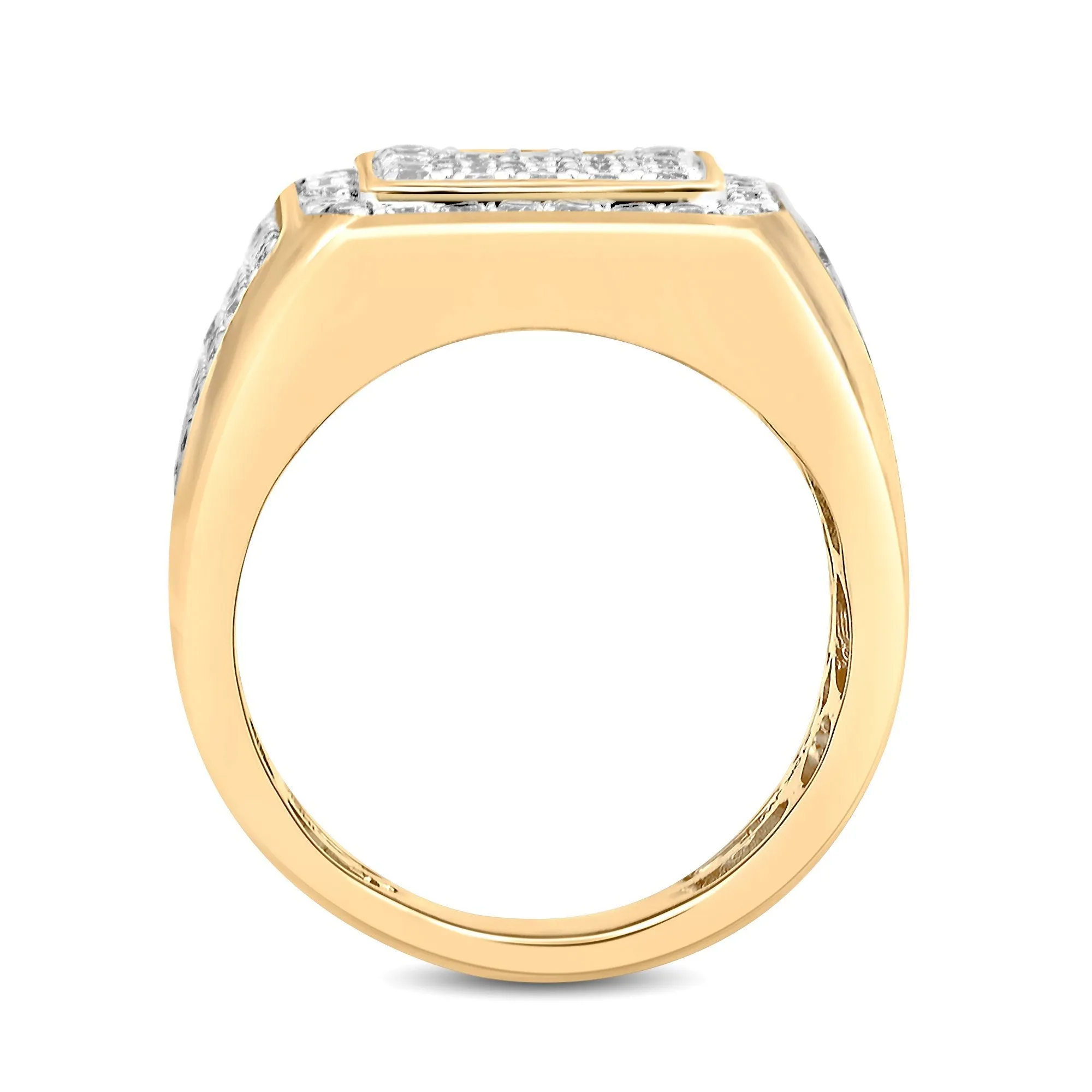 10K Yellow Gold Men's Ring with 2.00 CTTW White Round Diamonds - Jewelili