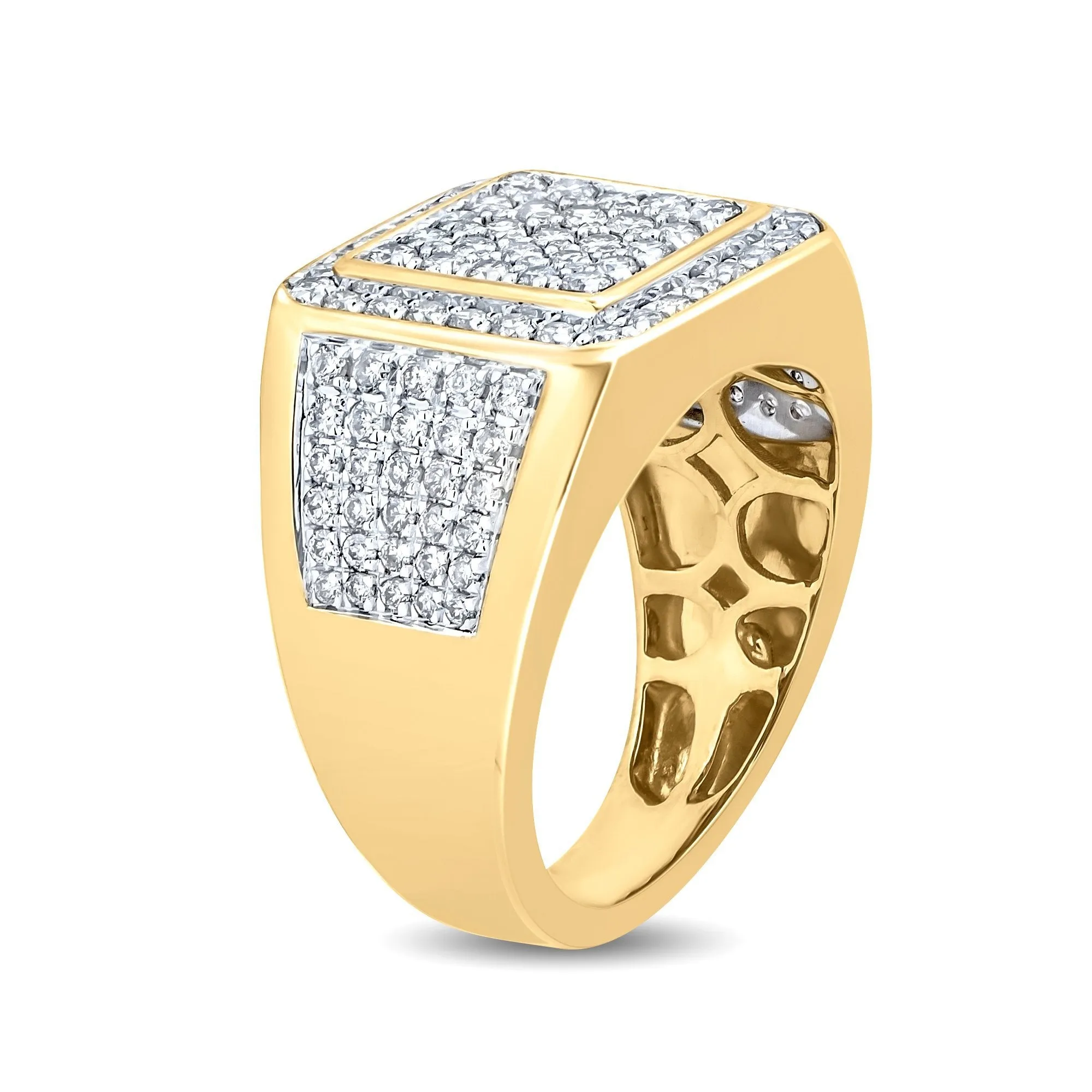 10K Yellow Gold Men's Ring with 2.00 CTTW White Round Diamonds - Jewelili