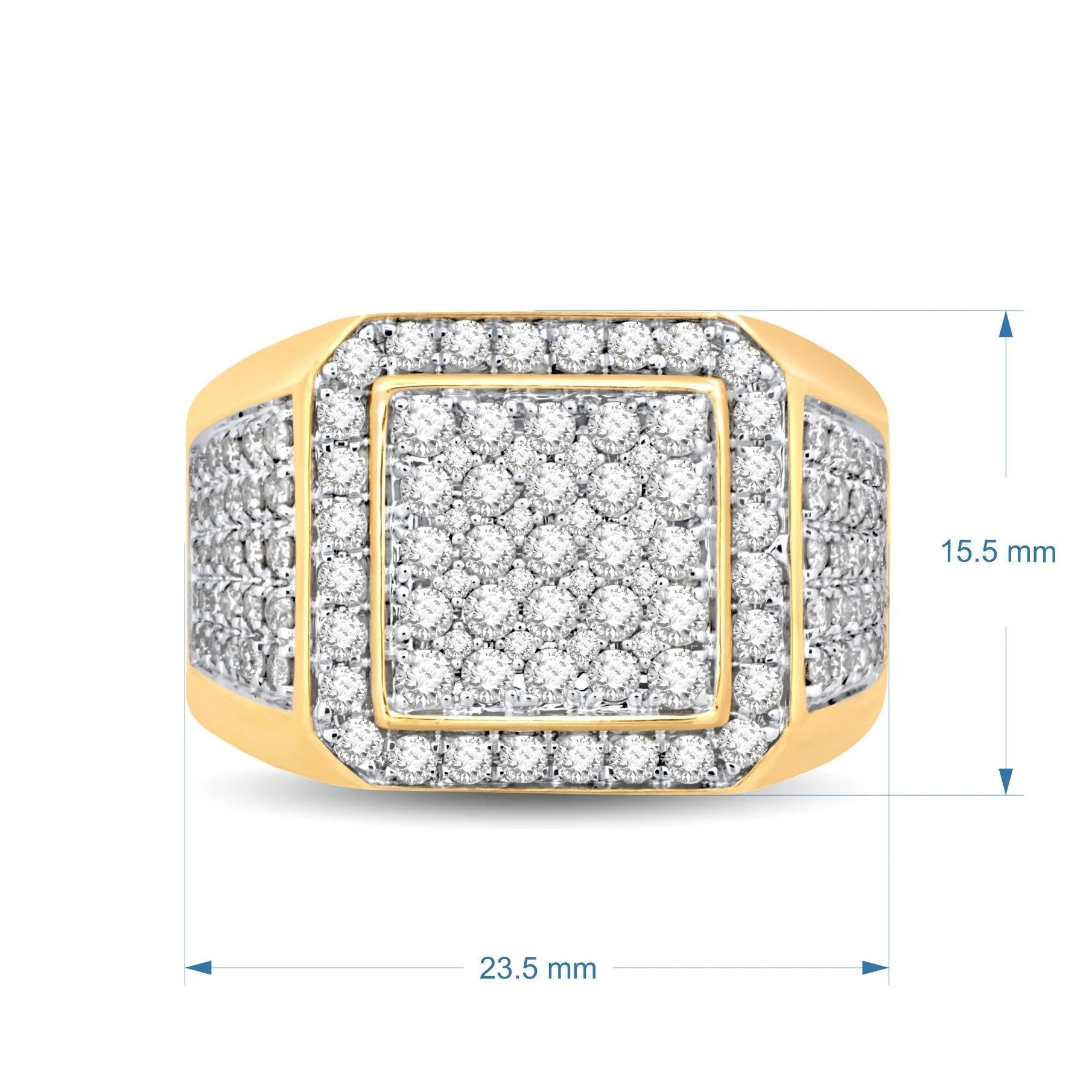 10K Yellow Gold Men's Ring with 2.00 CTTW White Round Diamonds - Jewelili