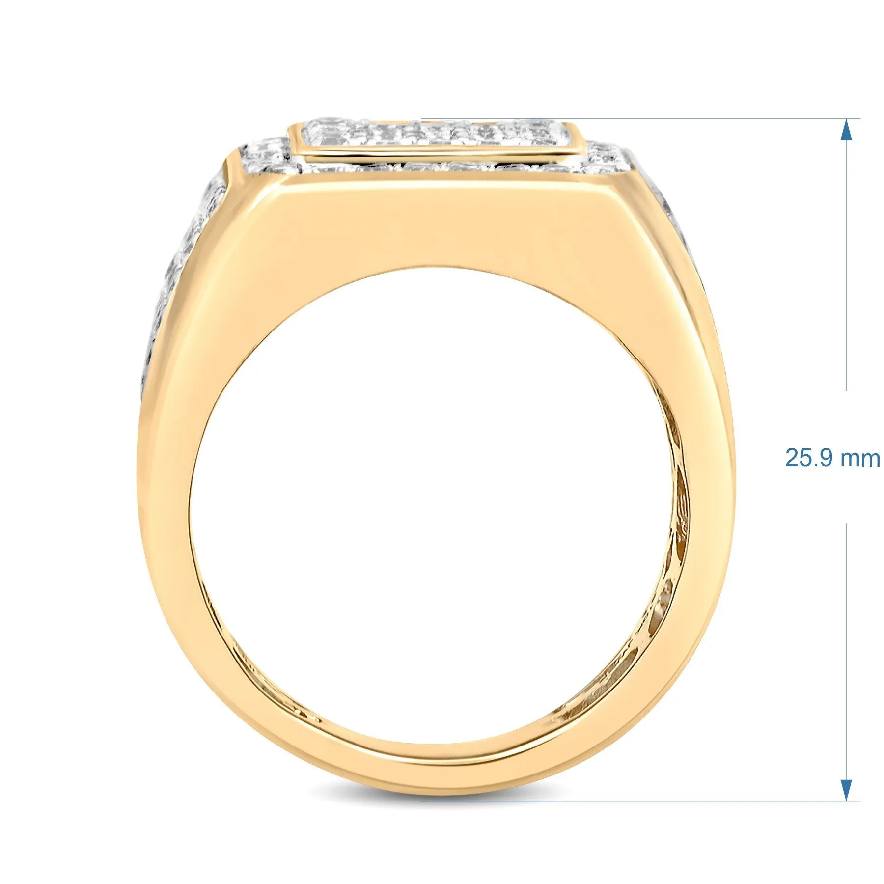 10K Yellow Gold Men's Ring with 2.00 CTTW White Round Diamonds - Jewelili