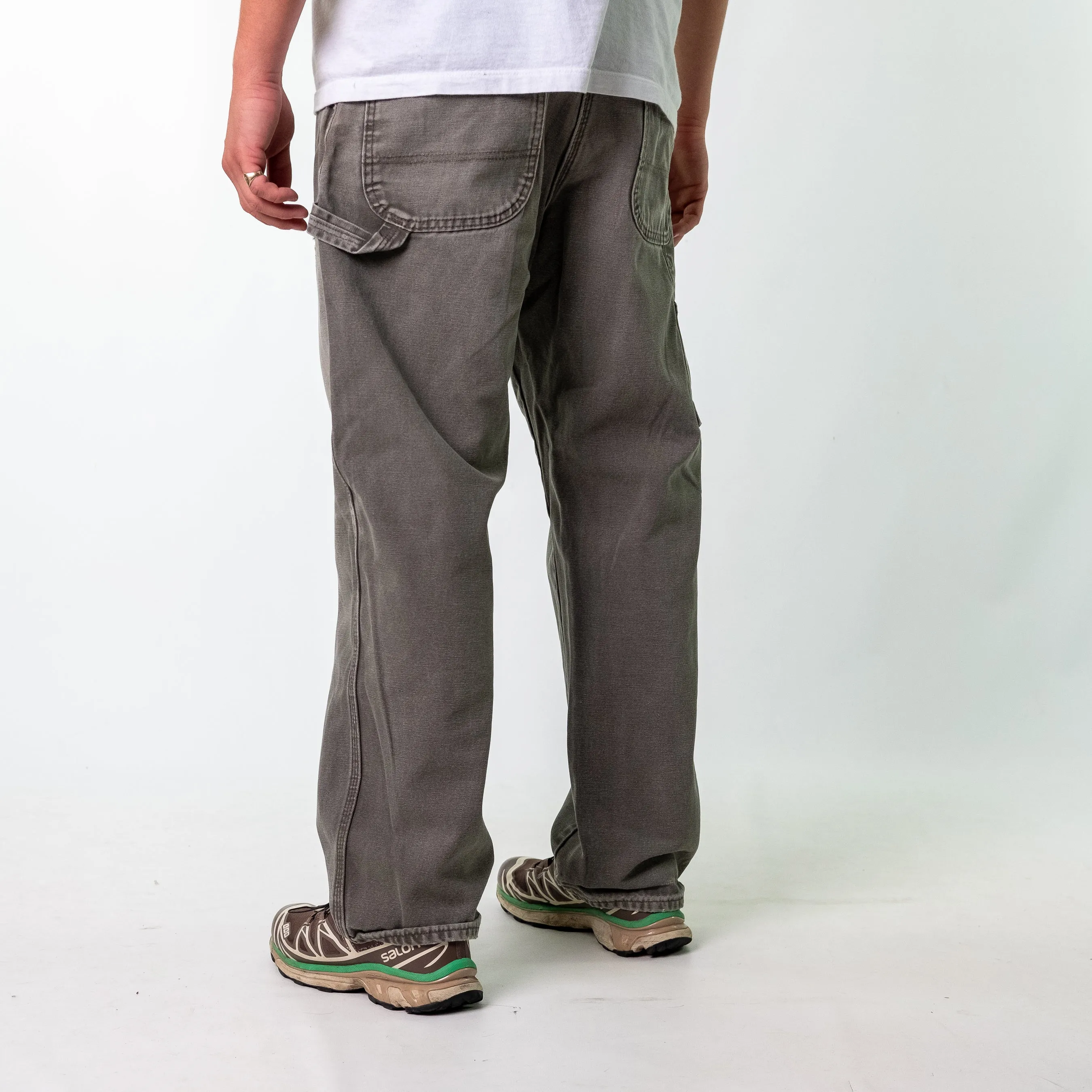 Khaki Green 90s Dickies Denim Carpenter Jeans Baggy Pants (36x30)