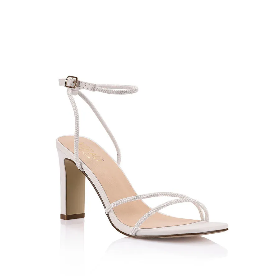 Kimmy Slim Strappy Heels - White Pearl