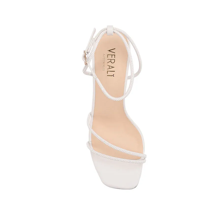 Kimmy Slim Strappy Heels - White Pearl