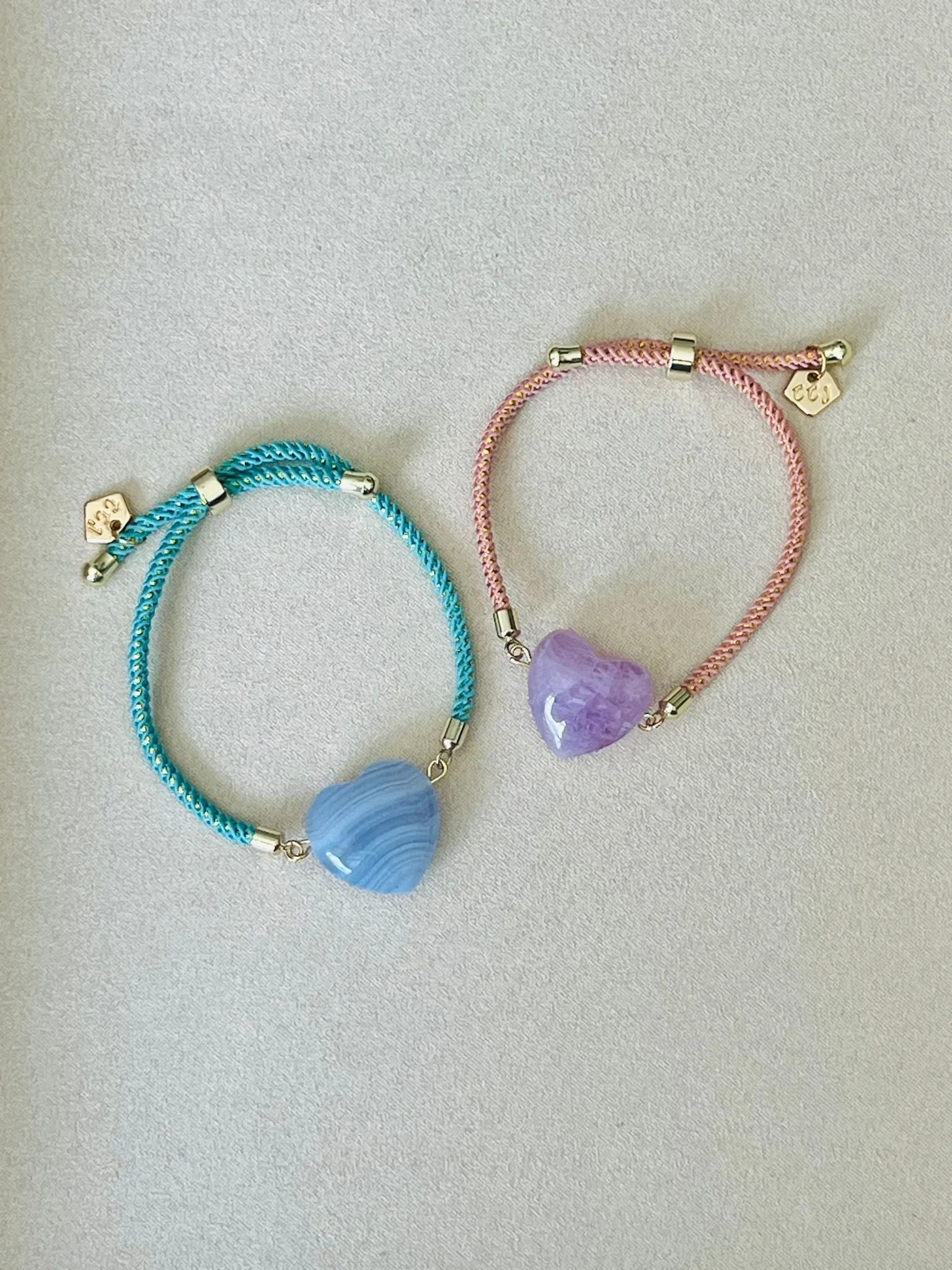 Kunzite Heart Bracelet with Lilac Gemstones for Girls