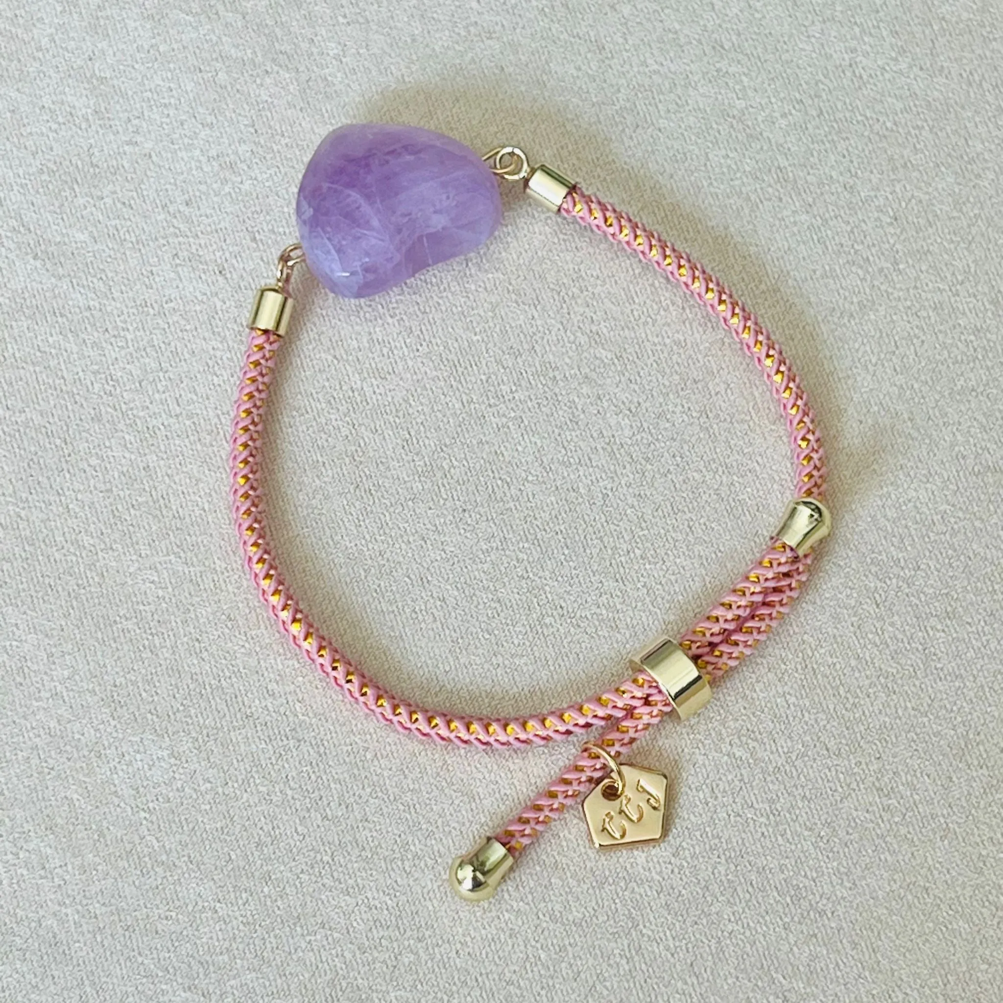 Kunzite Heart Bracelet with Lilac Gemstones for Girls