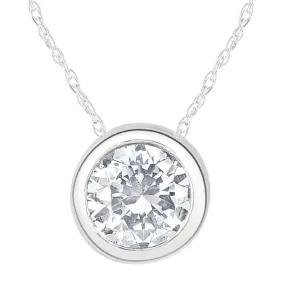 Lab Grown Diamond Pendant Necklace with Round Cut Bezel - 1.5 Carat