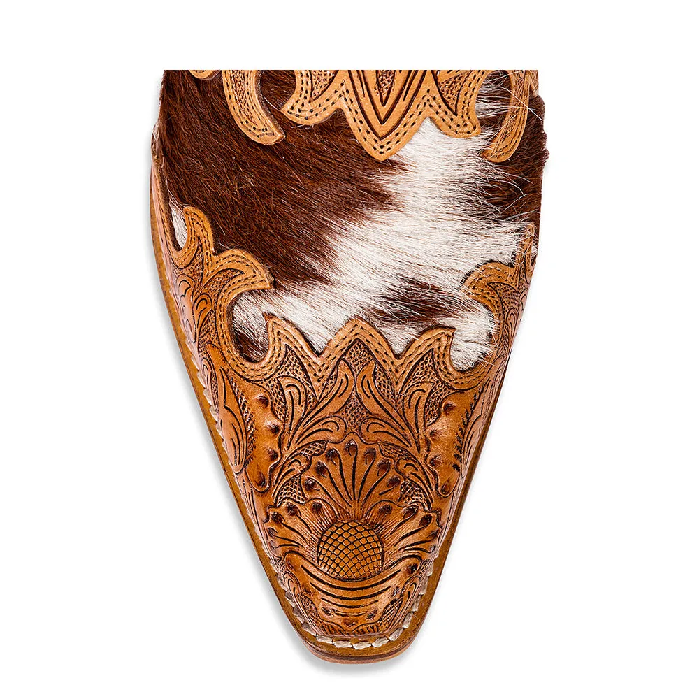 Lacey Hand-tooled Leather Mules