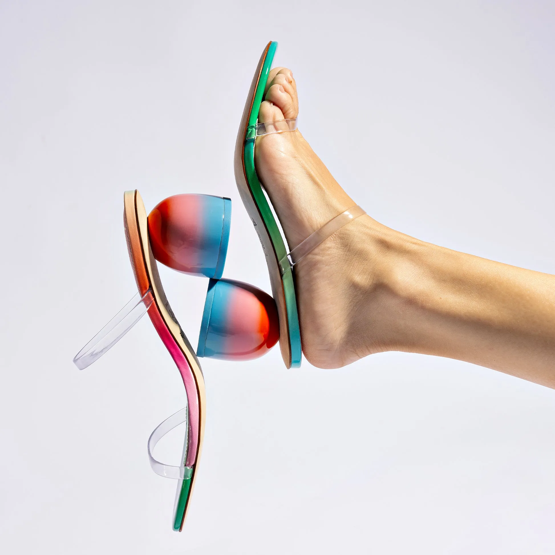 Larroudé Rainbow Patent Leather Dew Drop Mule by Gabriela Noelle