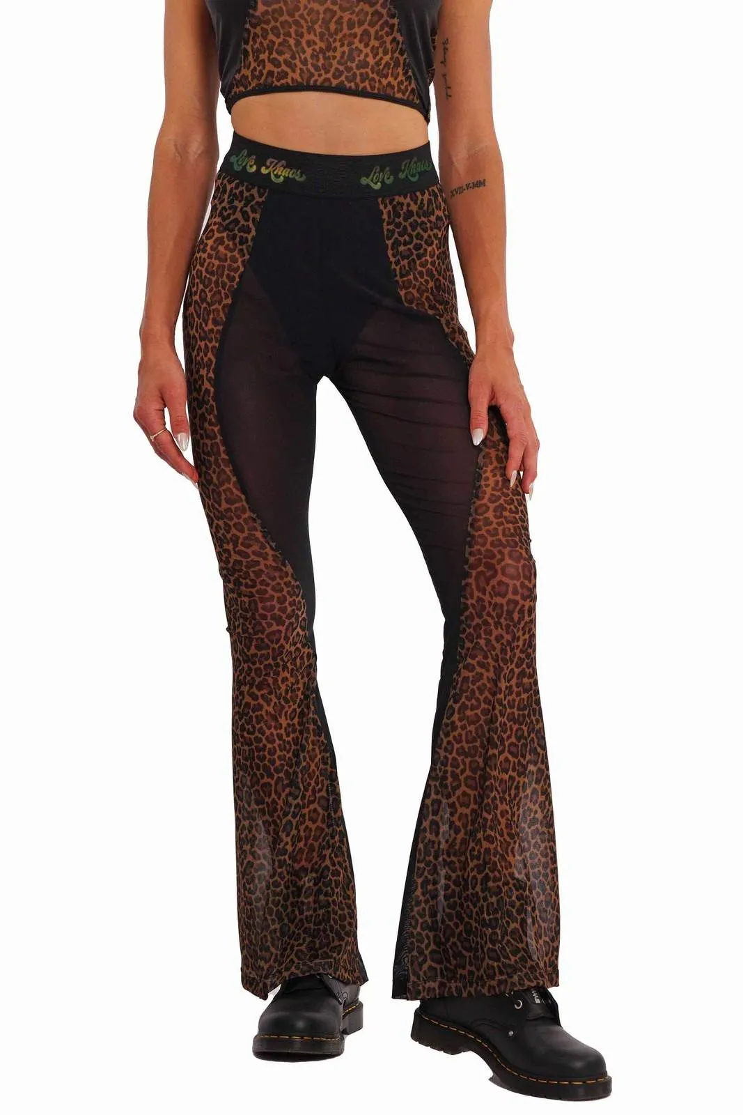 Leopard Print Yin Yang Flared Pants