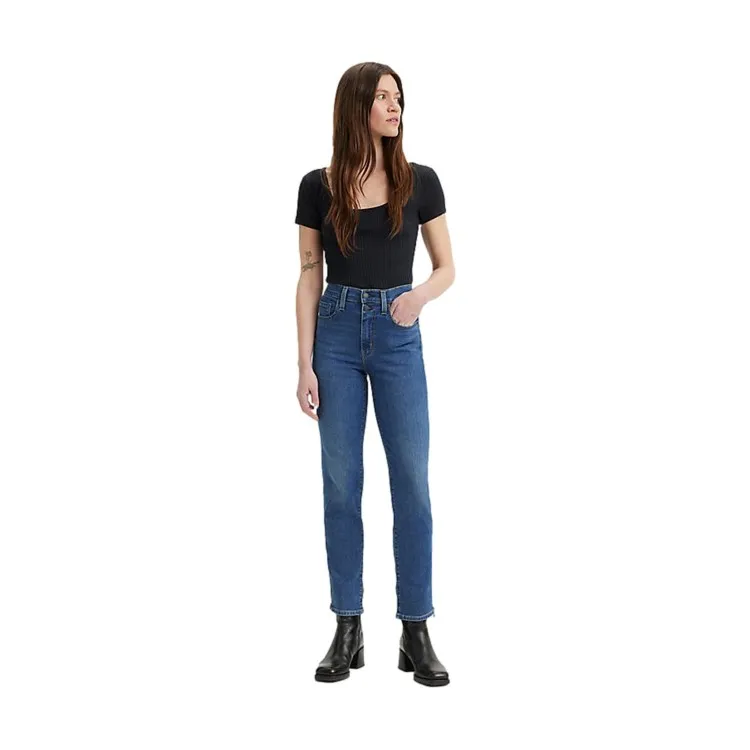 LEVI'S 724 High Rise Slim Straight Blue Jeans Women