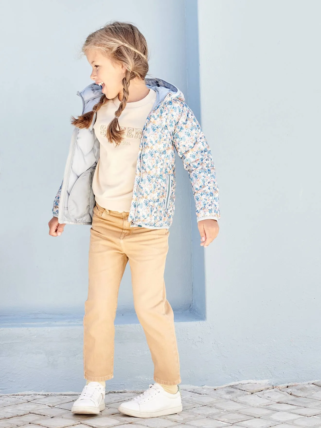 Lightweight Padded Jacket with Hood & Printed Motifs for Girls - 6636