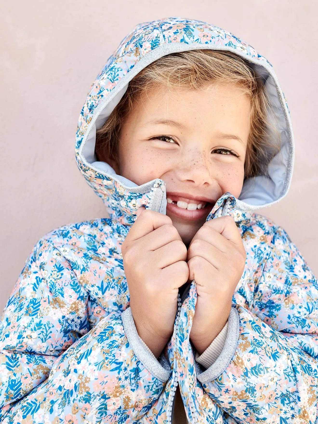 Lightweight Padded Jacket with Hood & Printed Motifs for Girls - 6636