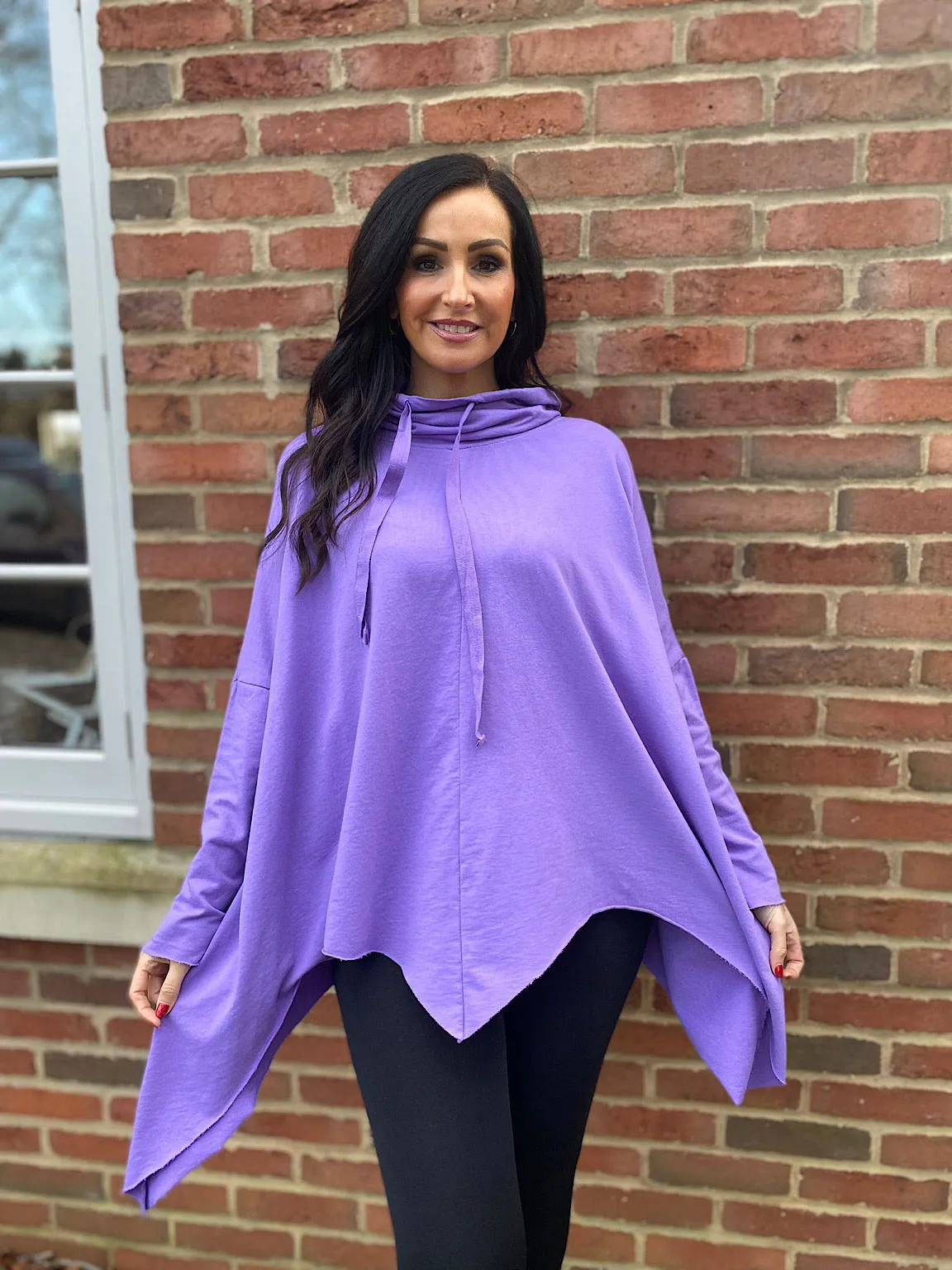 Louise Lilac Drawstring Cowl Neck Sweatshirt