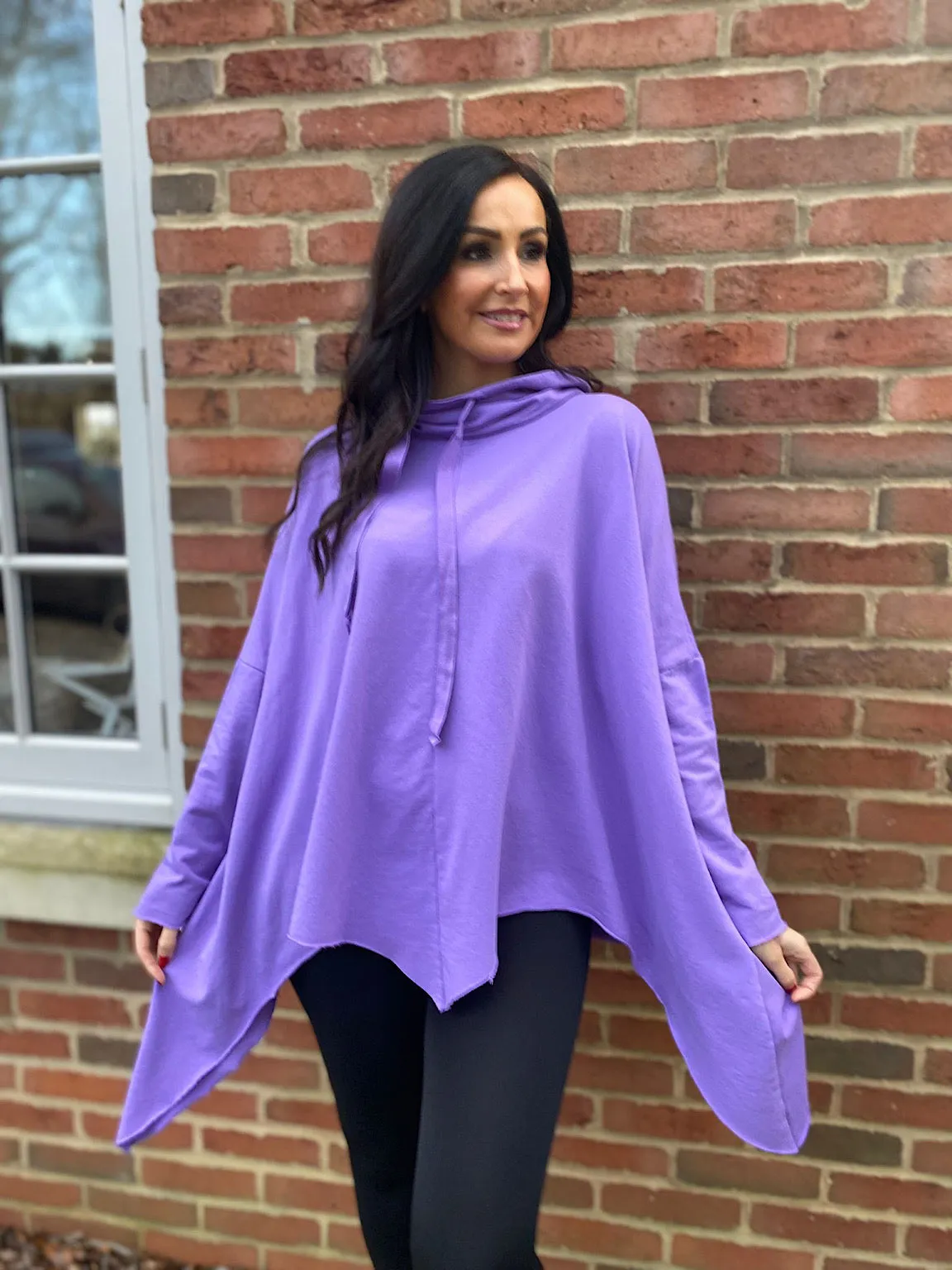 Louise Lilac Drawstring Cowl Neck Sweatshirt