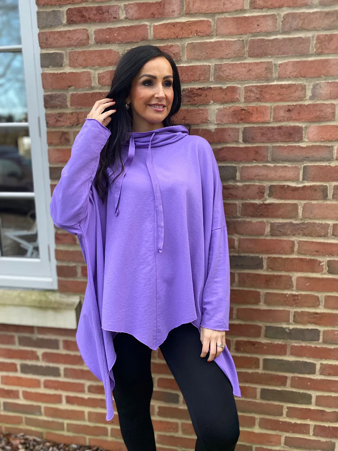 Louise Lilac Drawstring Cowl Neck Sweatshirt