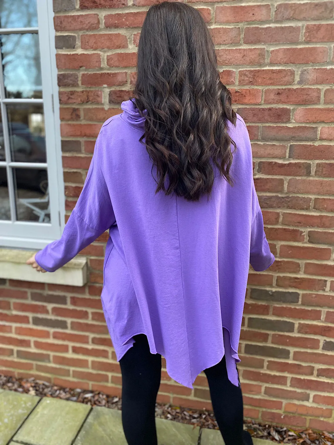 Louise Lilac Drawstring Cowl Neck Sweatshirt