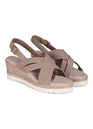 Linzi Myla Taupe Slingback Wedges