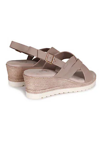 Linzi Myla Taupe Slingback Wedges