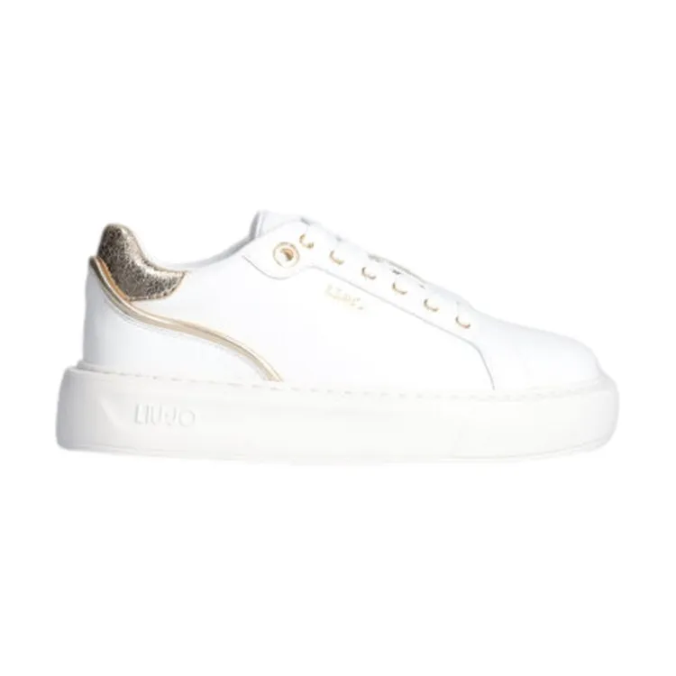 LIU JO BA4073 Kylie White/Gold Lace-Up Sneakers