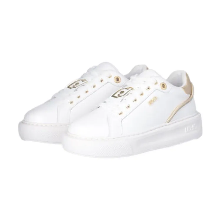 LIU JO BA4073 Kylie White/Gold Lace-Up Sneakers