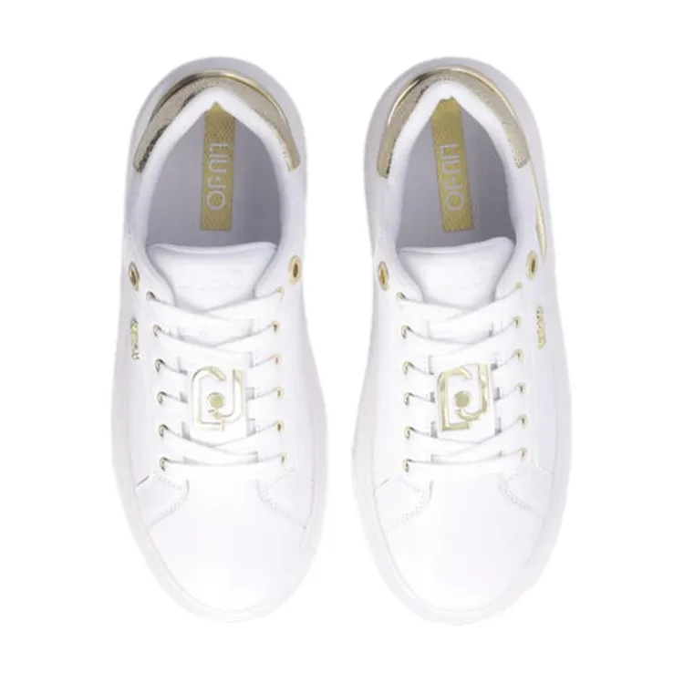 LIU JO BA4073 Kylie White/Gold Lace-Up Sneakers