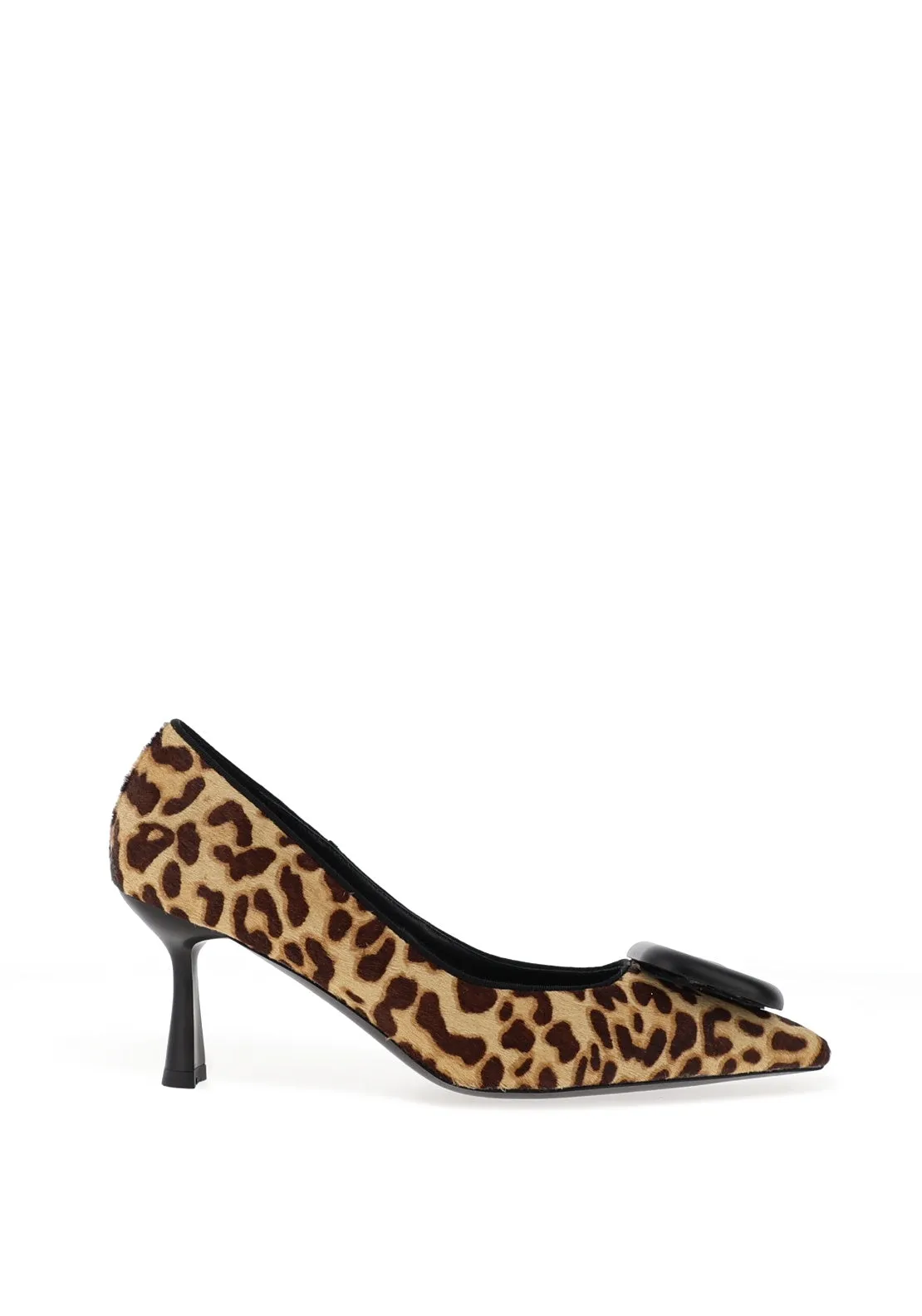 Lodi Tuc Brooch Detail Leopard Print Heels, Brown