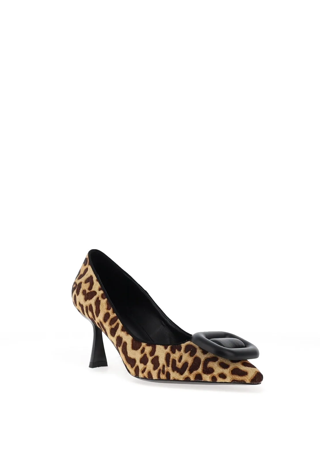 Lodi Tuc Brooch Detail Leopard Print Heels, Brown