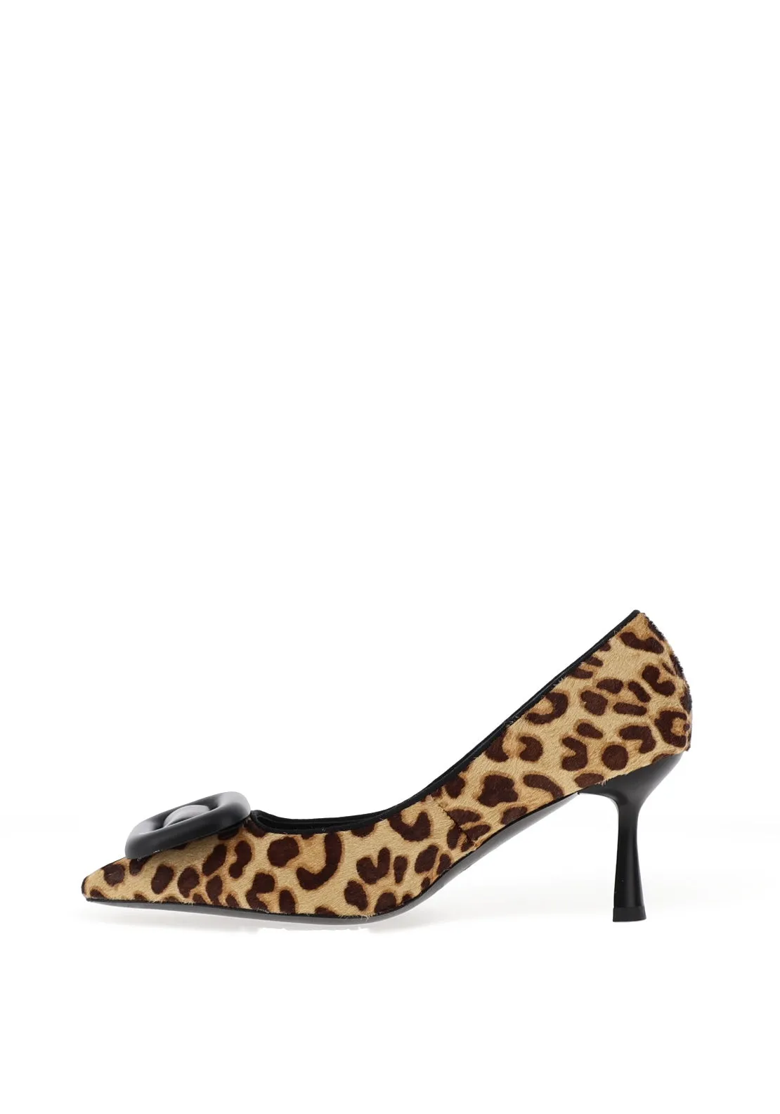 Lodi Tuc Brooch Detail Leopard Print Heels, Brown