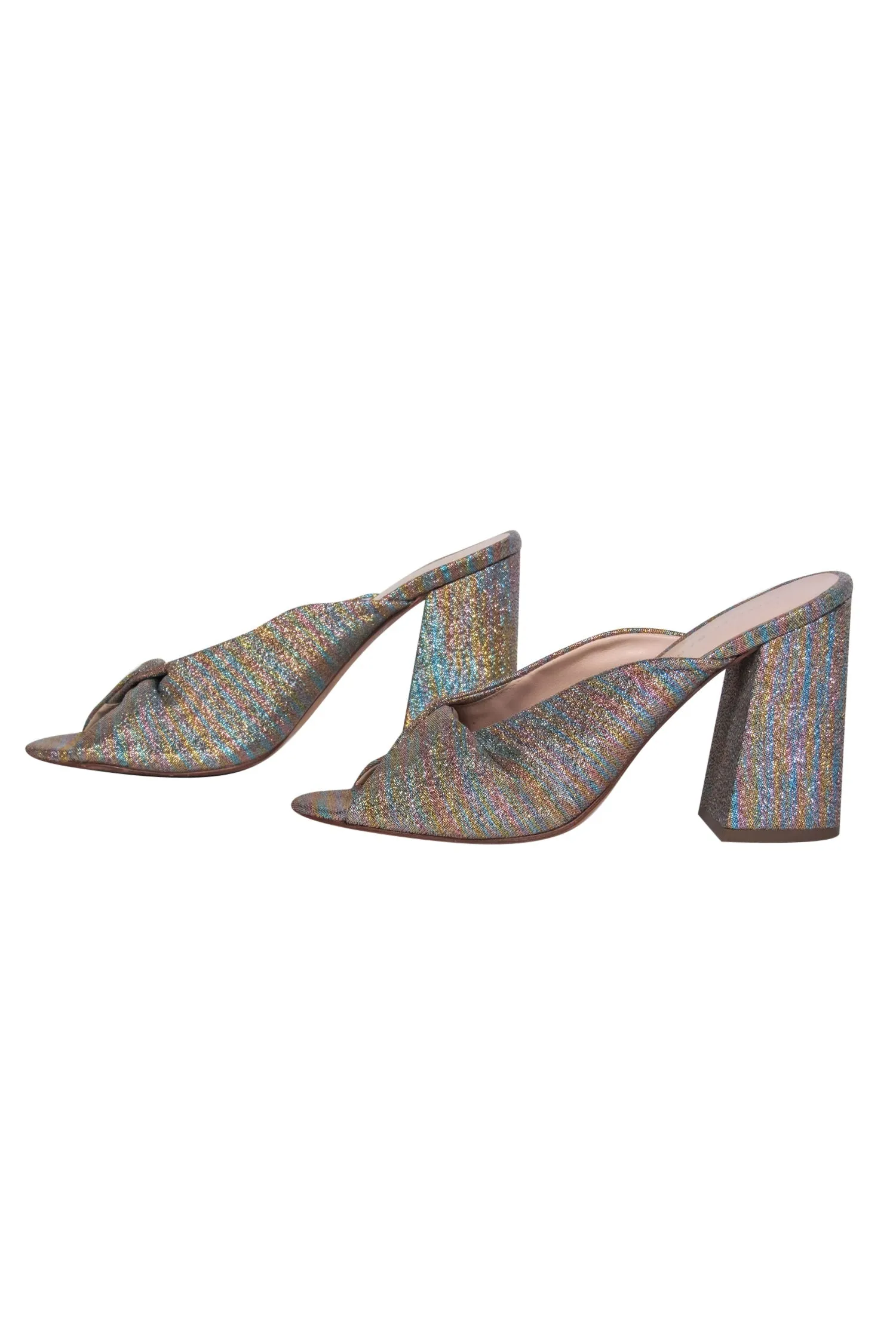 Loeffler Randall - Multicolor Glitter Twisted Block Heel Mules Sz 7.5