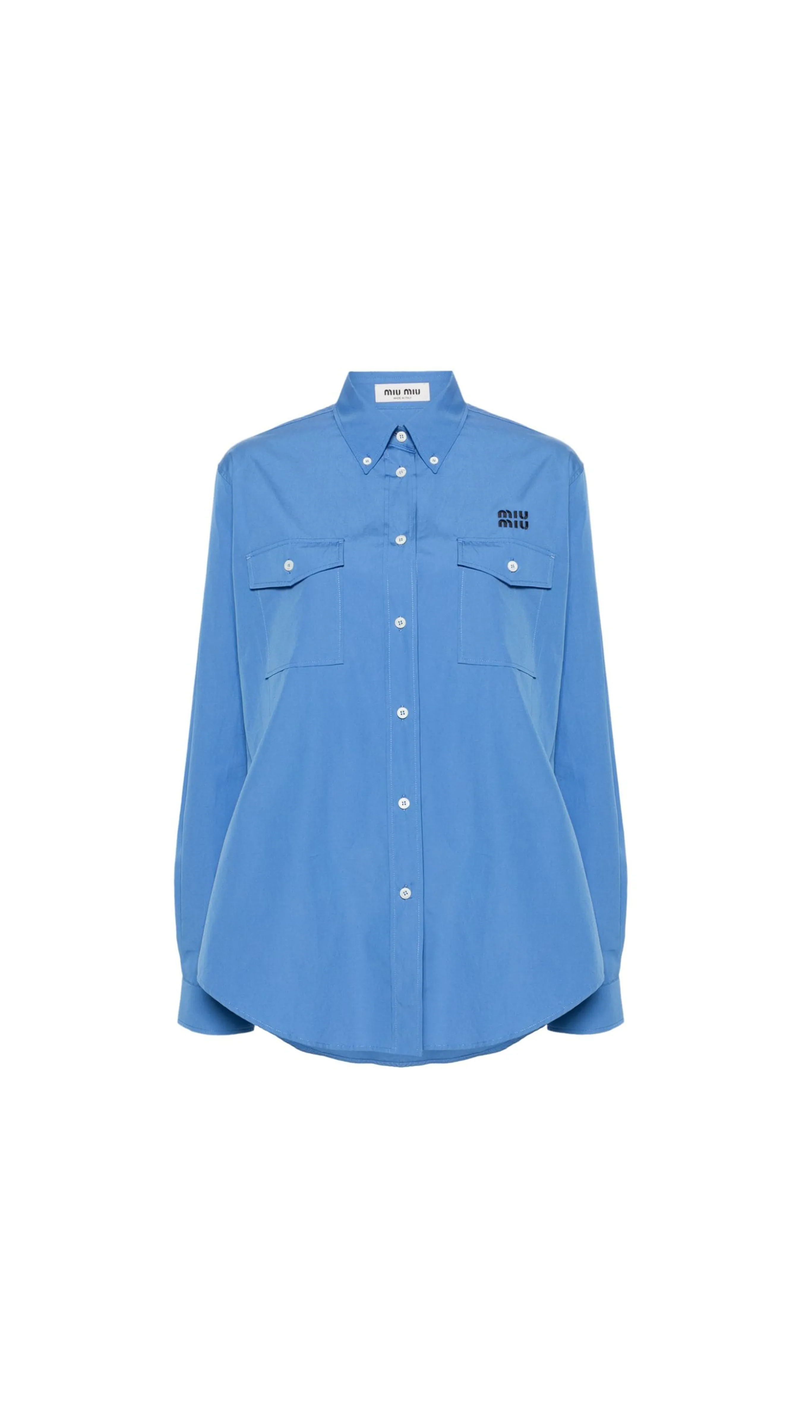 Logo Embroidered Poplin Pocket Shirt - Periwinkle Blue