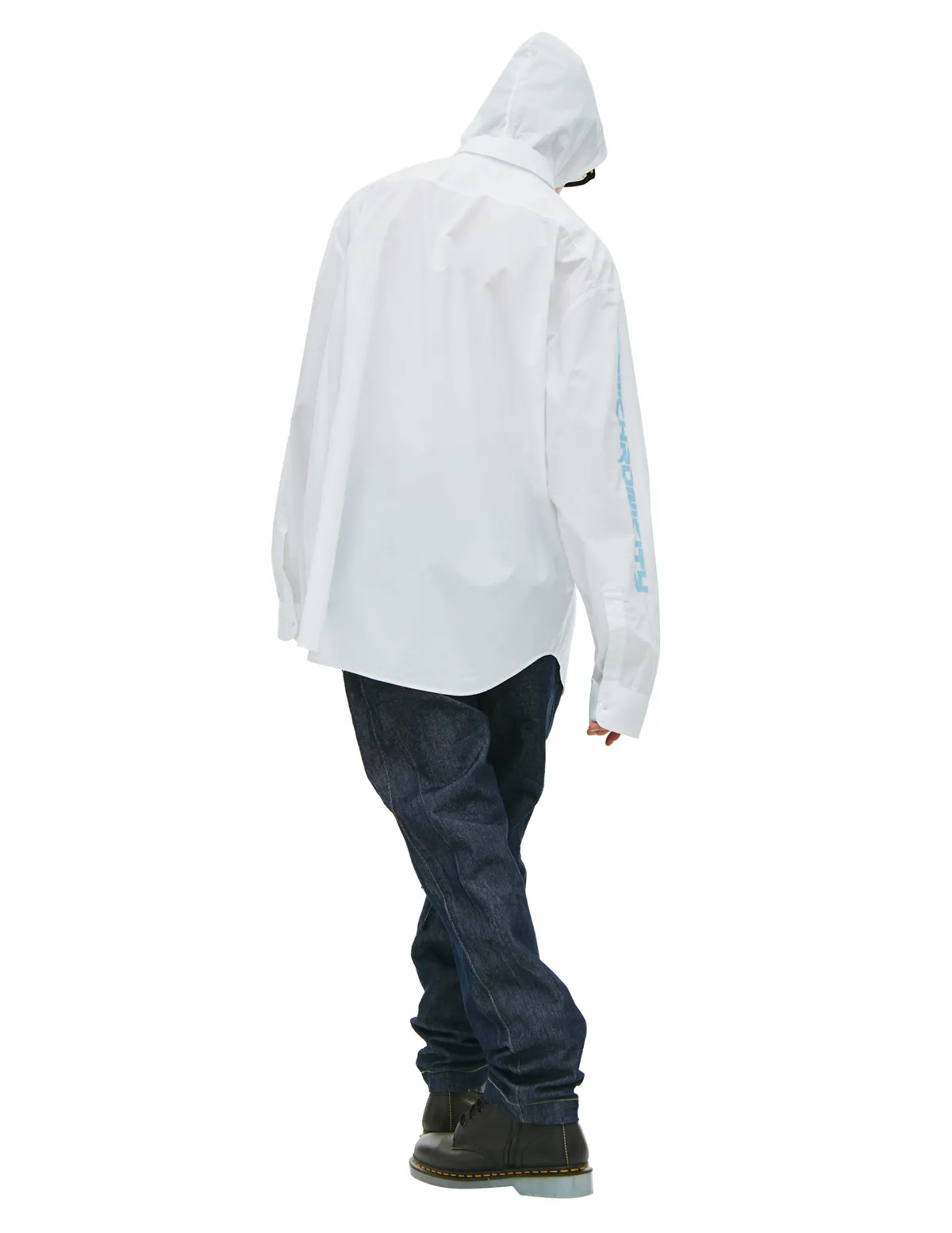 logo hood shirt - White