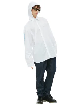 logo hood shirt - White