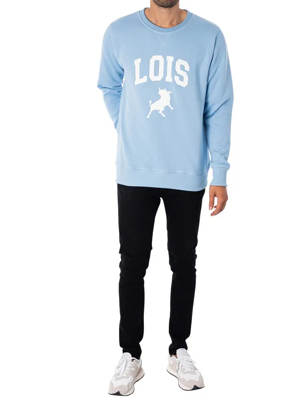 Lois Jeans Felpa Graphic Sweatshirt - Sky/White