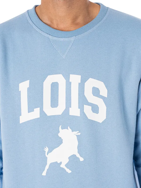 Lois Jeans Felpa Graphic Sweatshirt - Sky/White