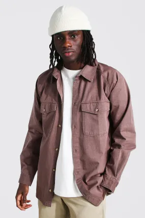 Long Sleeve Twill Utility Shirt Jacket