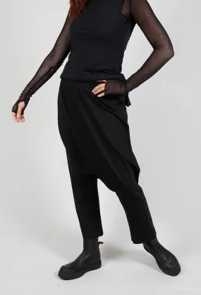 Black Casual Elastic Waist Pants.