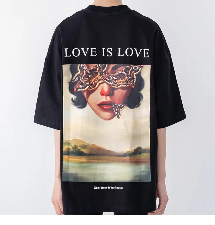 LOVE IS LOVE Butterfly Girl Graphic T-Shirt