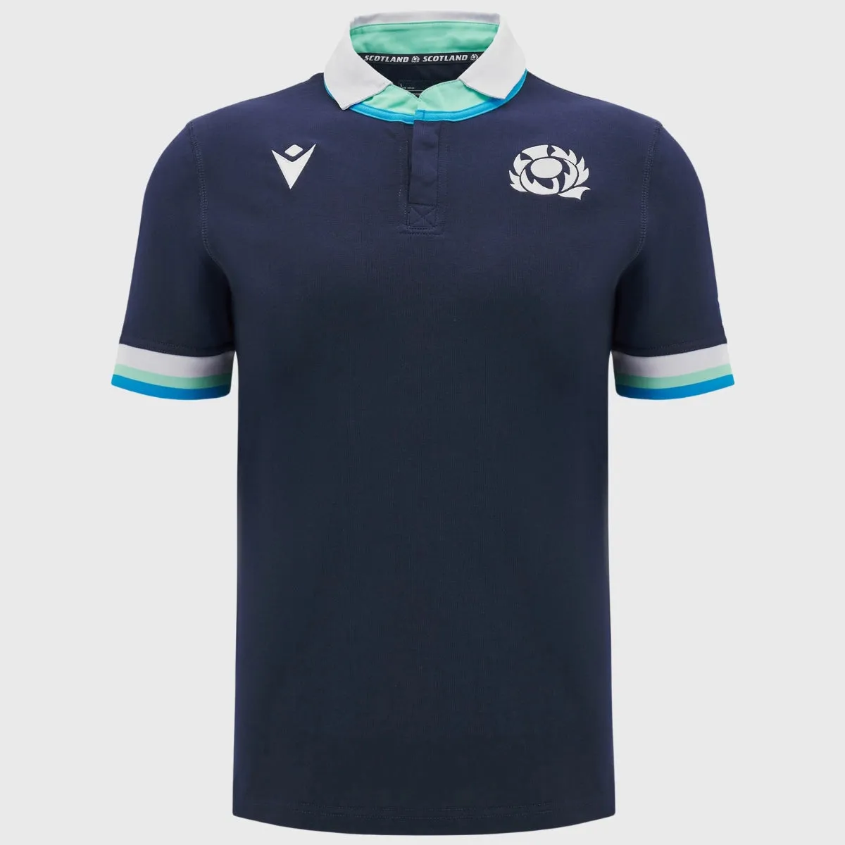 Macron Scotland Men's Home Cotton Short Sleeve Rugby Shirt 2024/25