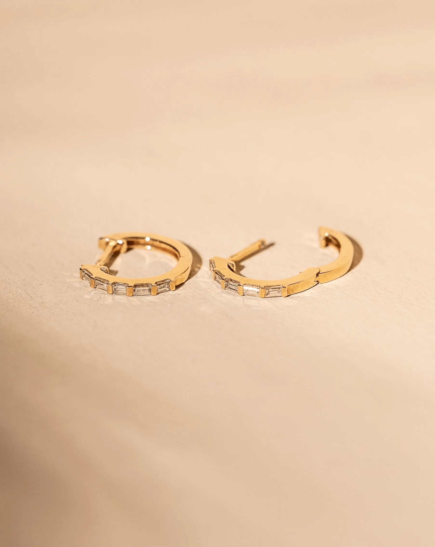 *Made To Order* Channel Set Huggies - 14k Solid Gold