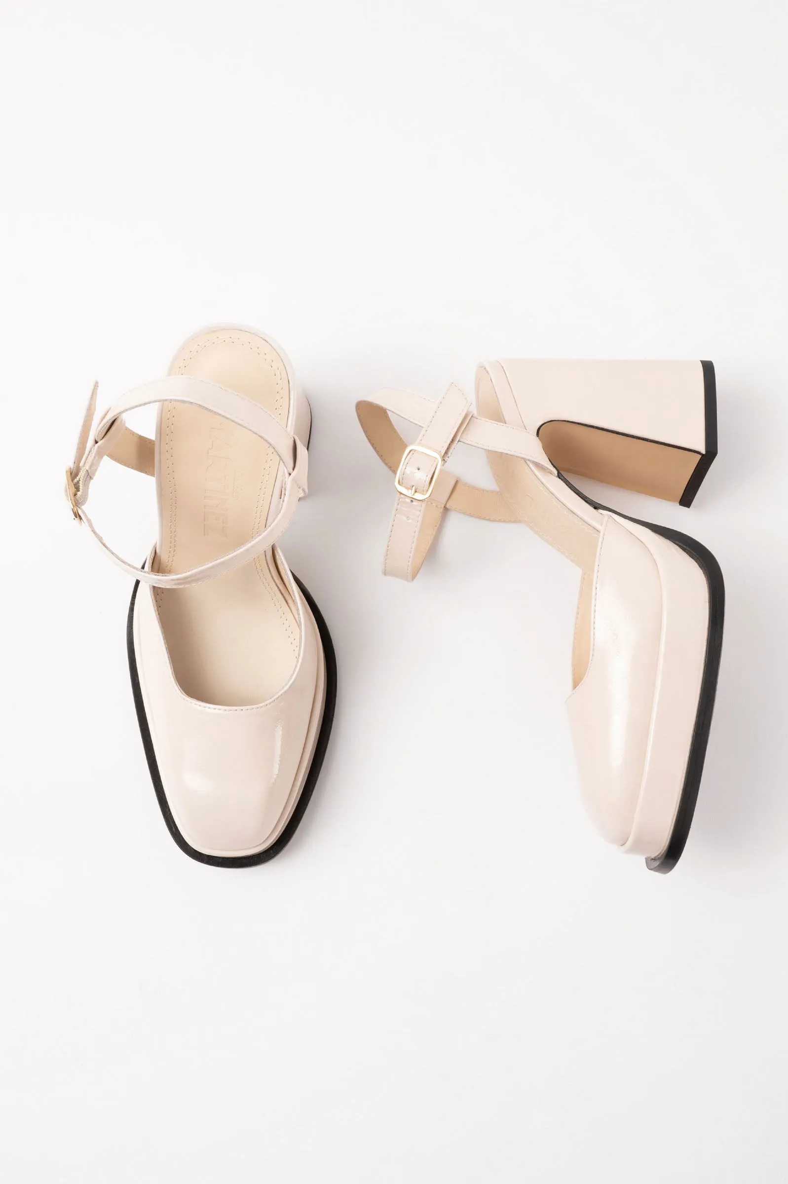 MALASANA - Off-White Patent Leather Platform Pumps