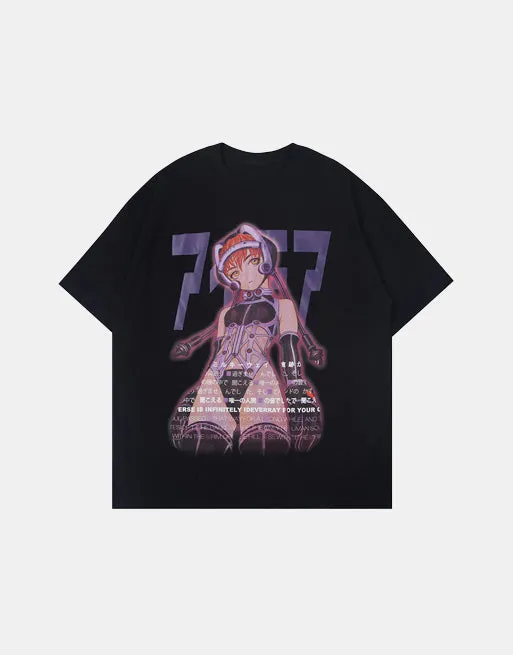 Manga Girl Kanji Anime Graphic T-Shirt