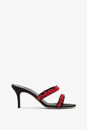 Manolo Blahnik Clorettenu 70 black and red mules