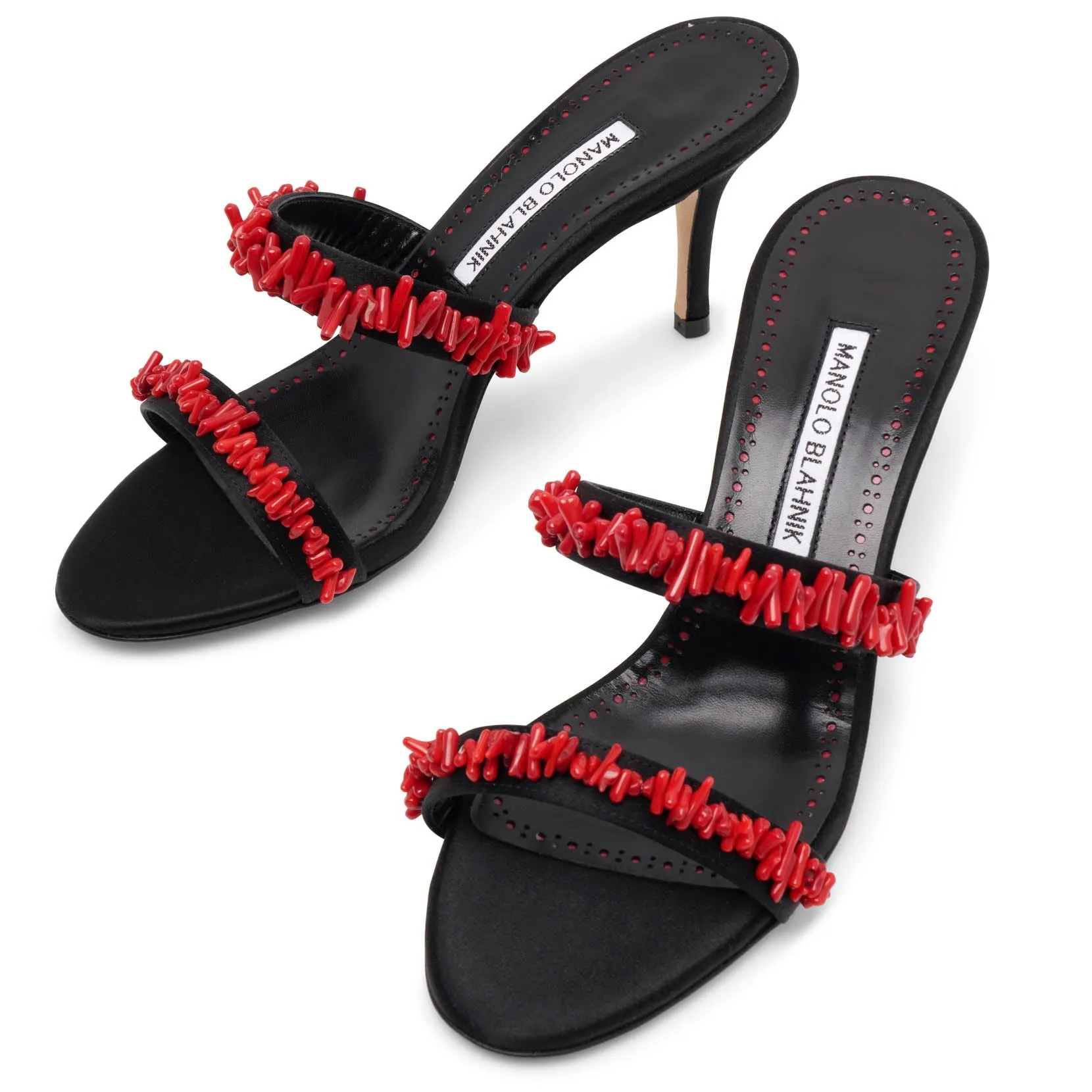 Manolo Blahnik Clorettenu 70 black and red mules