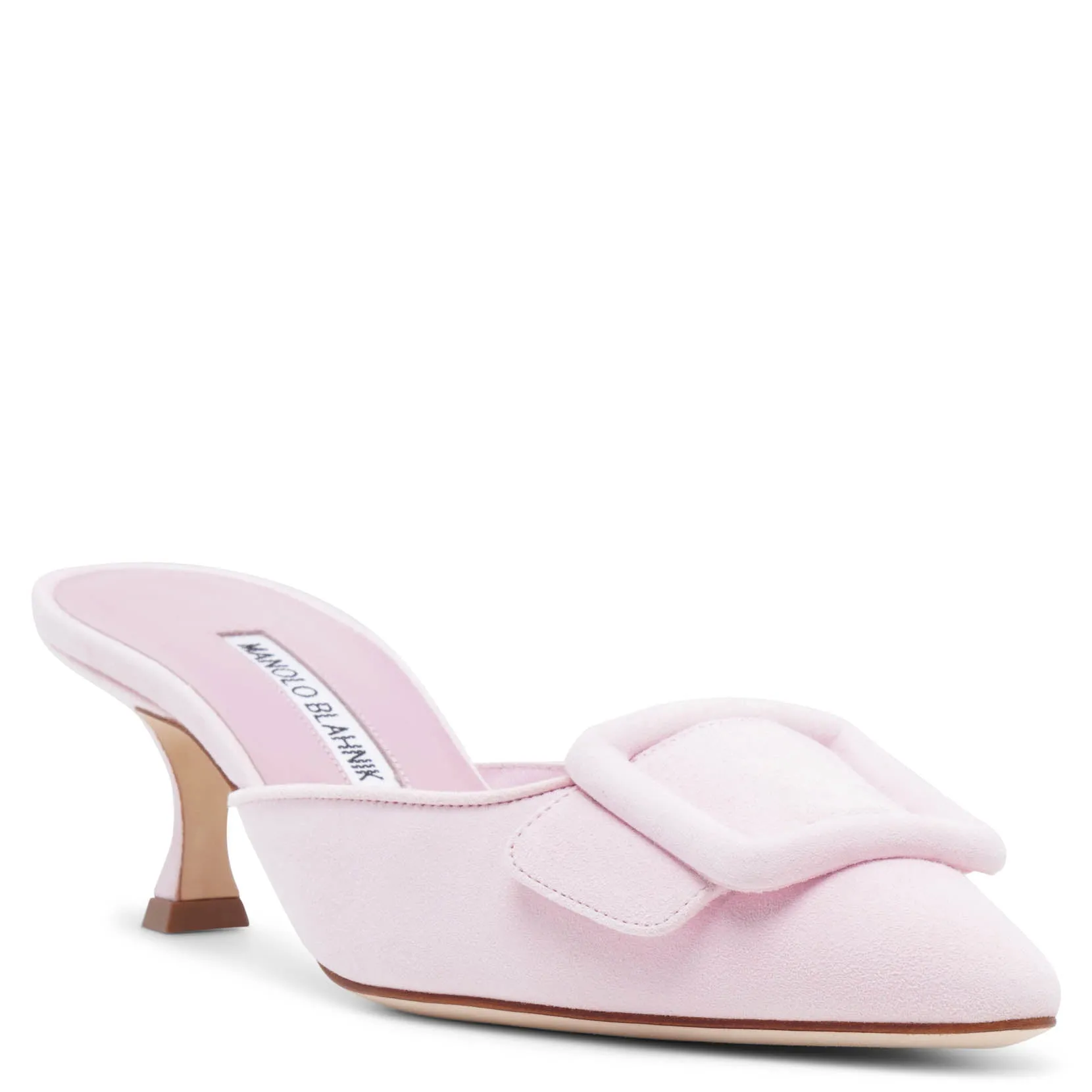 Manolo Blahnik Maysale 50 pink suede mules