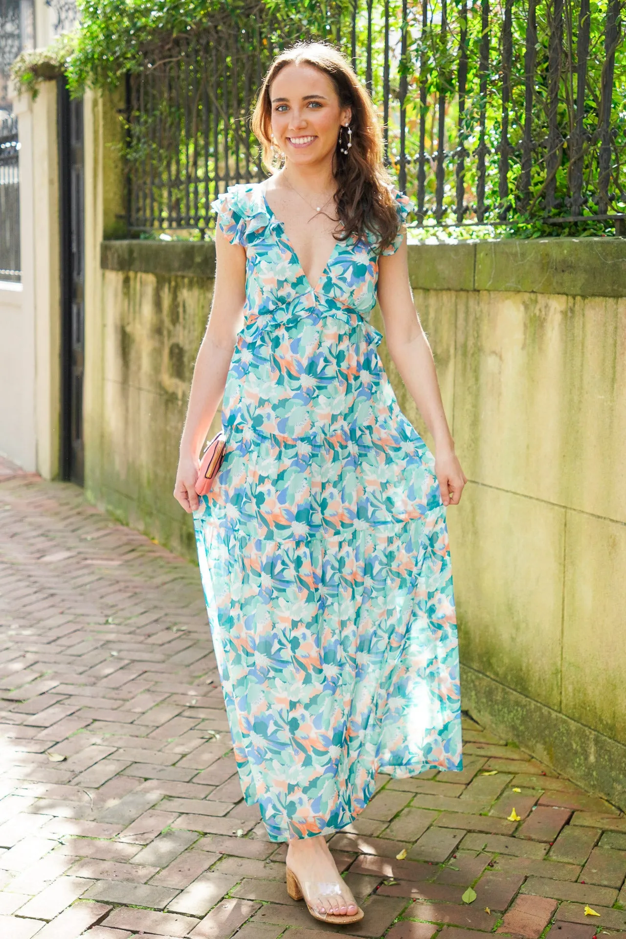 Maxi Dress with Botanical Print