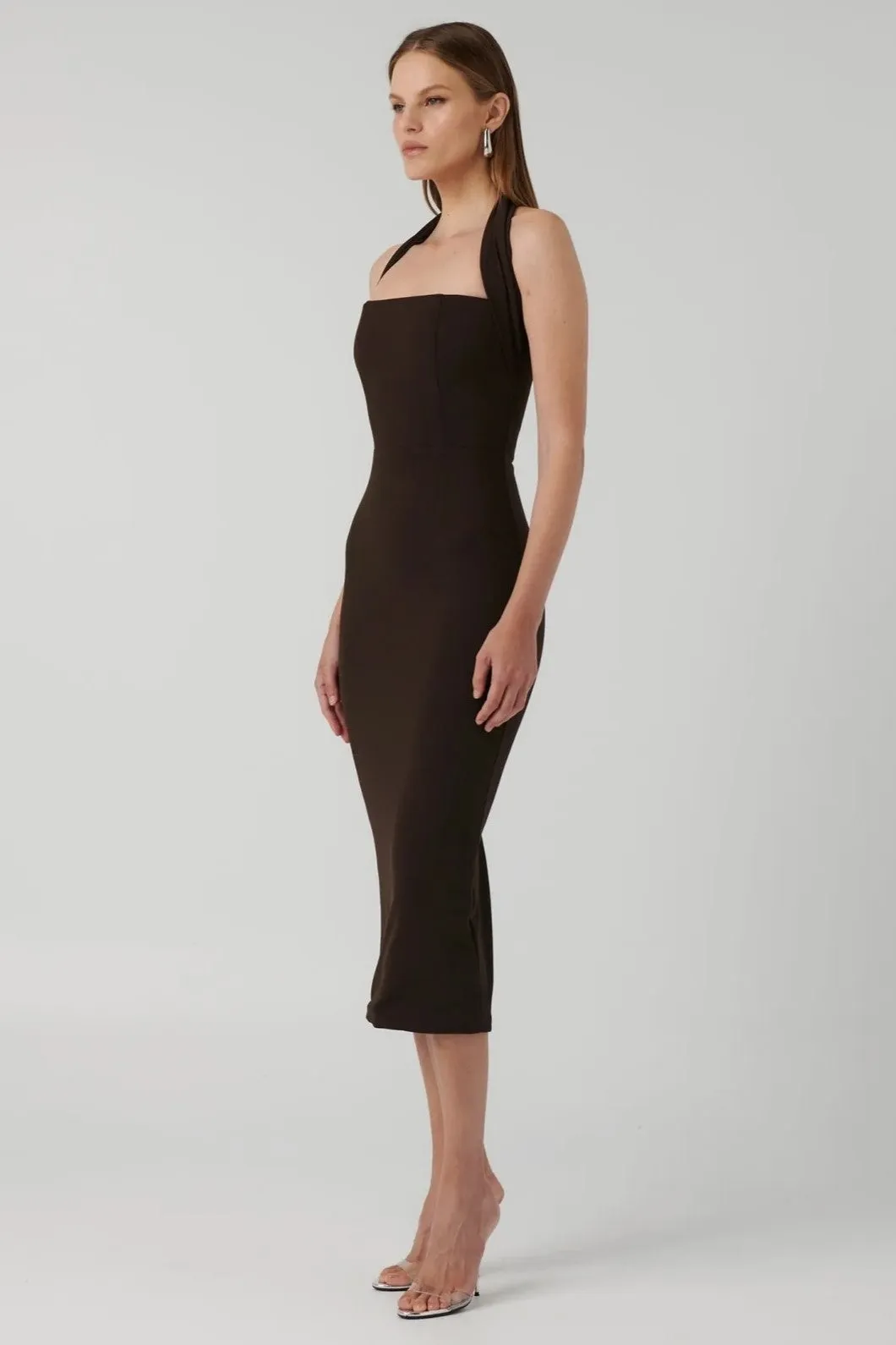 Meline Midi Dress in Coffee - Shop Now