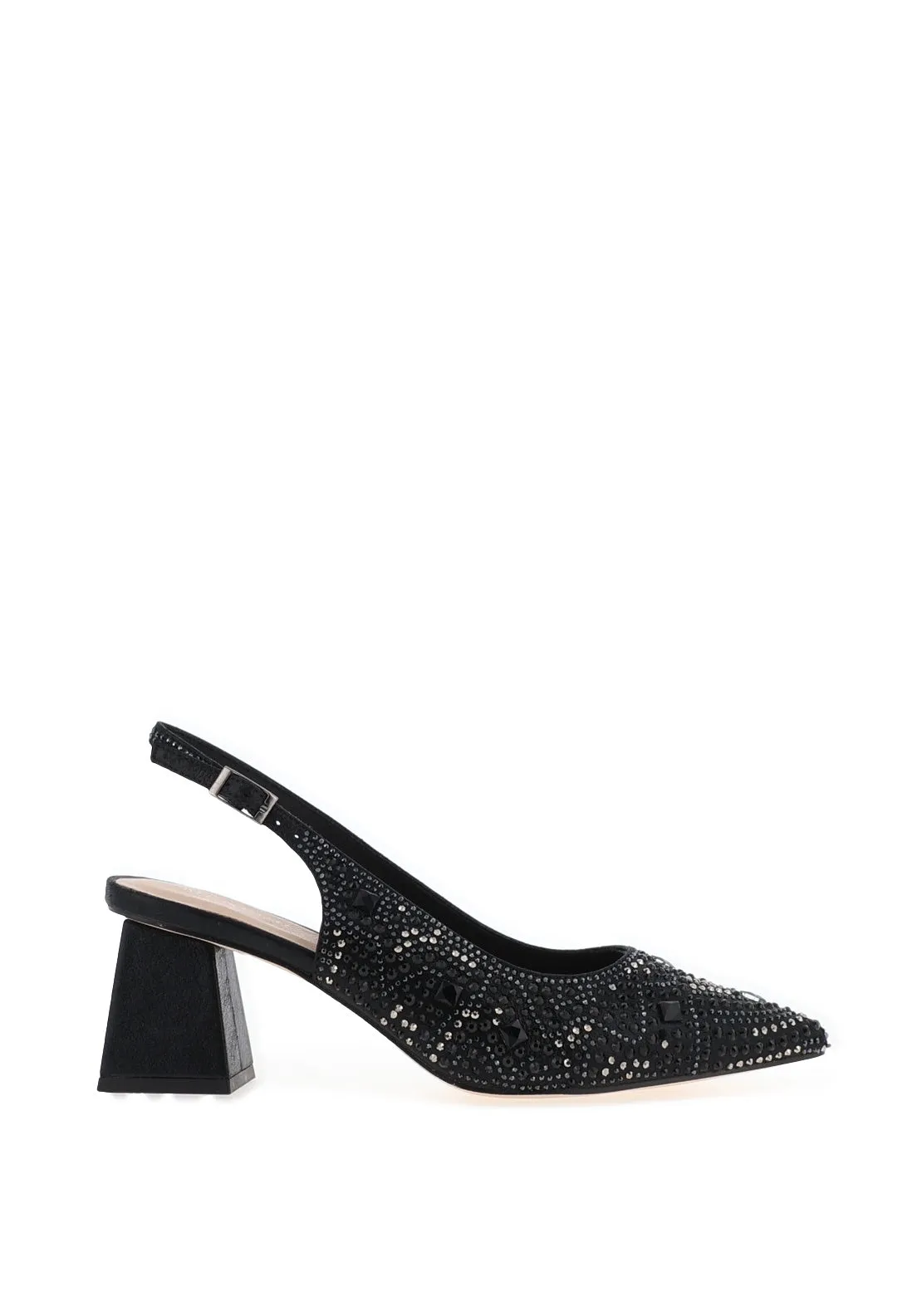 Menbur Diamante Embellished Block Heels, Black