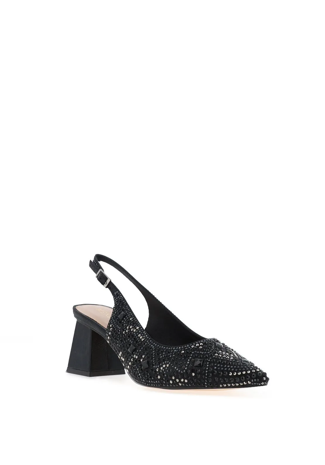 Menbur Diamante Embellished Block Heels, Black